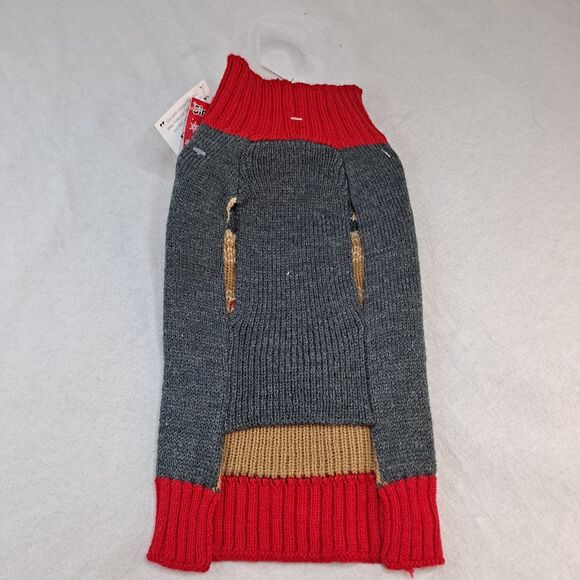 Simply Dog Christmas Sweater Size S Reindeer Gray Multi - Picture 2 of 5